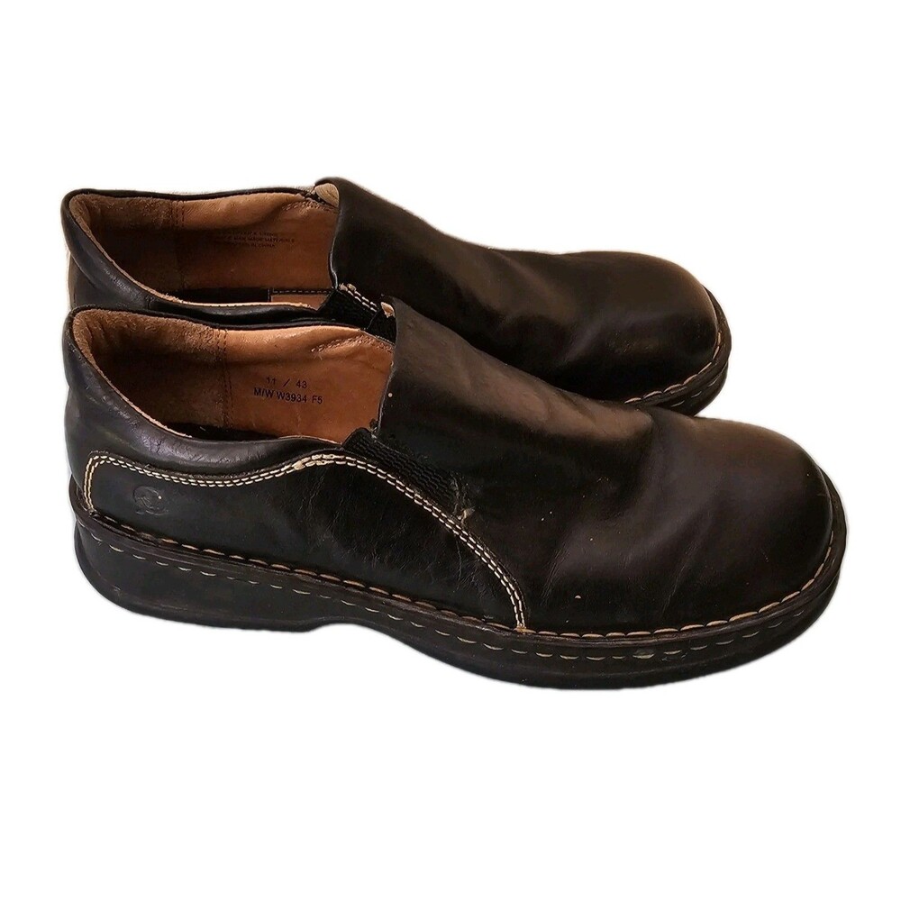 Born Womens W9934 Black Leather Round Toe Slip On Comfort Clog Loafer Shoes 11 - Picture 6 of 6